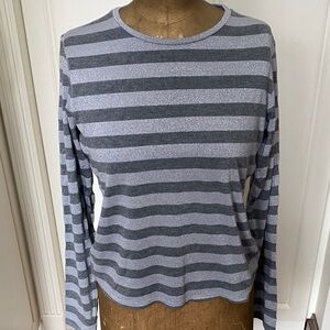 MaxMara Gray and Black Striped Long Sleeve Tee